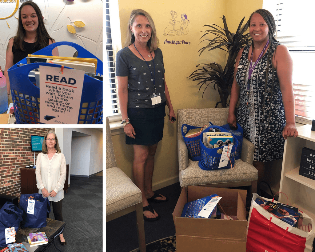 Reading Is Everywhere baskets in social service locations