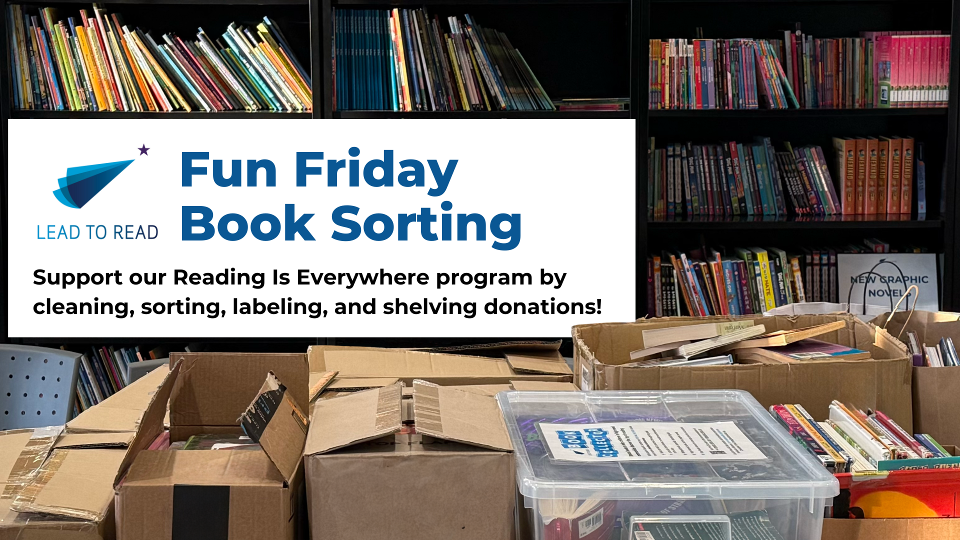 Book shelves with colorful children's books